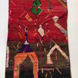 Moroccan Berber carpet Boujaad red and brown with colorful patterns 252x156cm