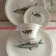 Fish set, 6 plates, sauce pot and saucer