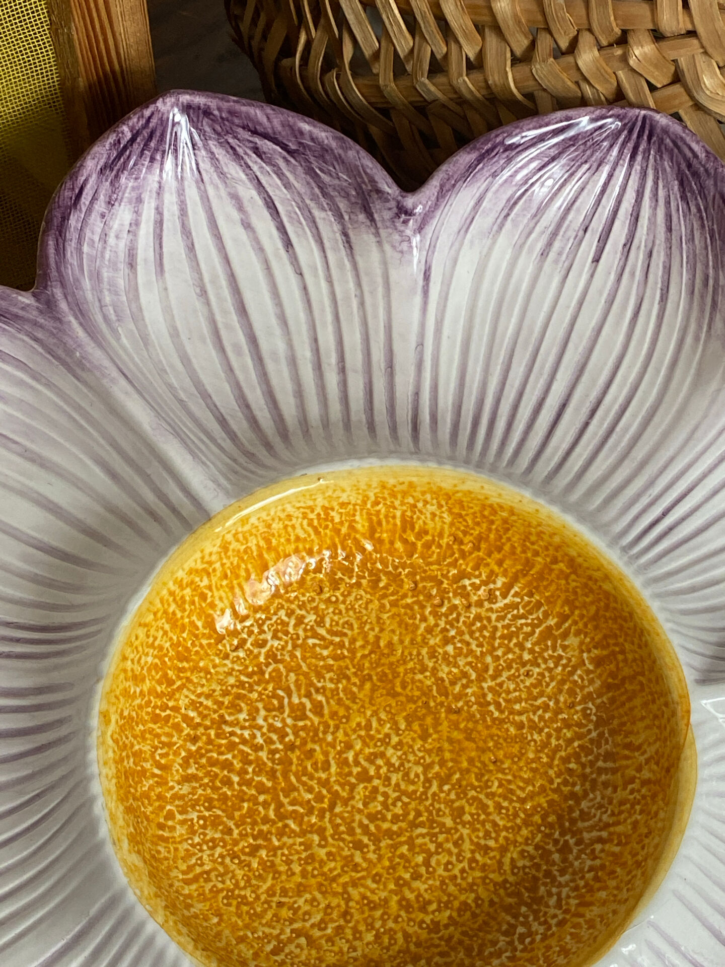 Divided plate, large ceramic flower, Italy
