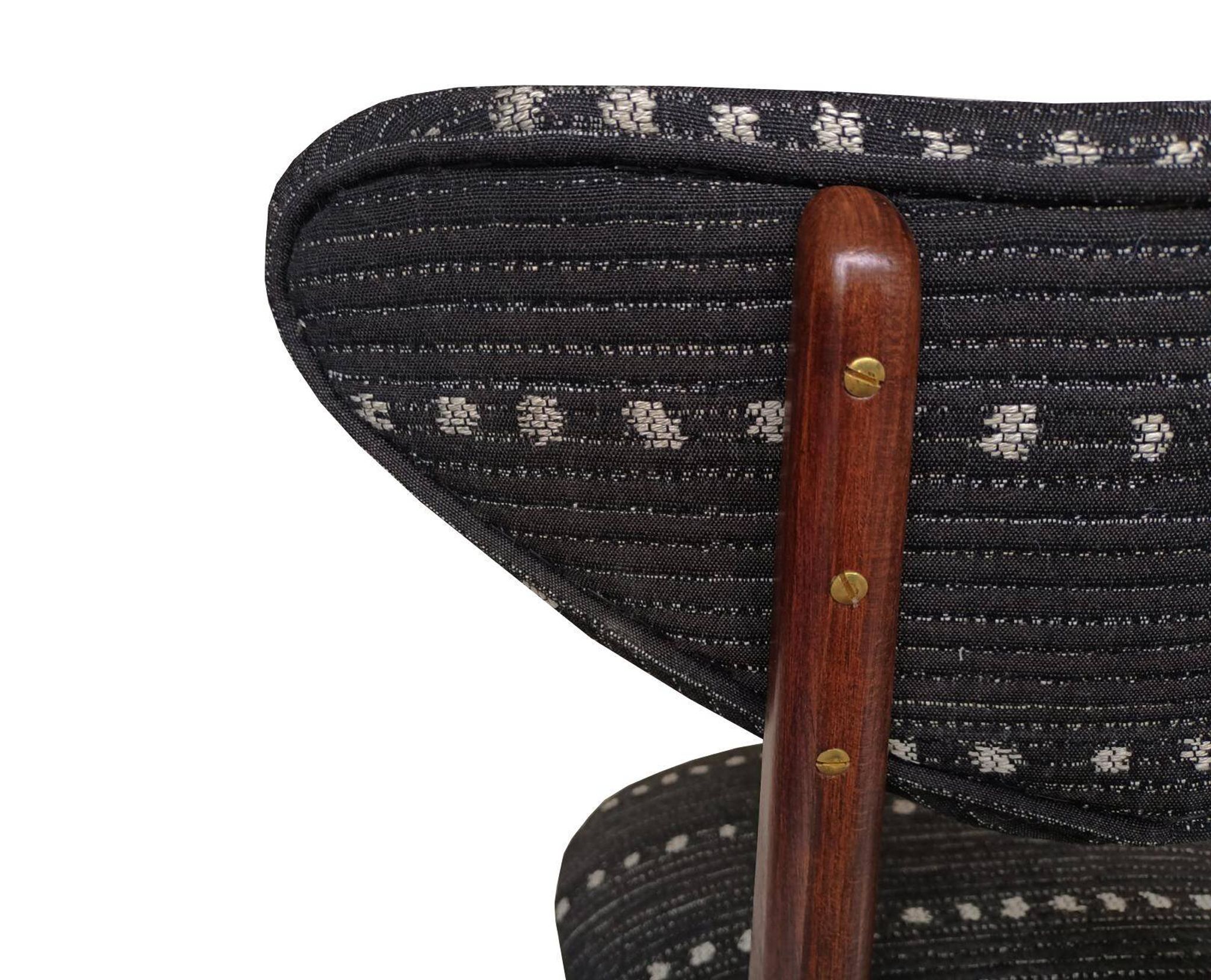 Mid Century Heart Chair in Black Perennials Dotty Fabric, Europe, 1960s