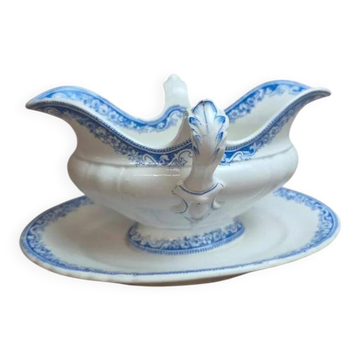 Antique sauce boat Jules Vieillard & Cie Bordeaux – Garland model - Fine earthenware 19th century