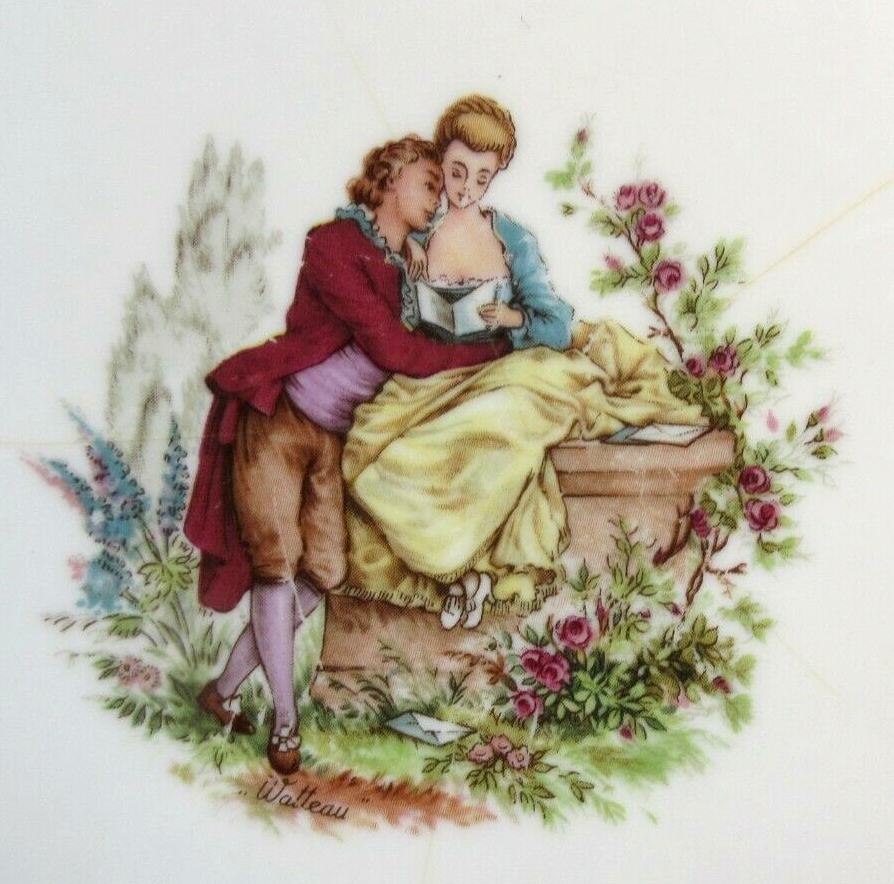 6 plates, Limoges porcelain: Model Scènes galantes by Fragonard