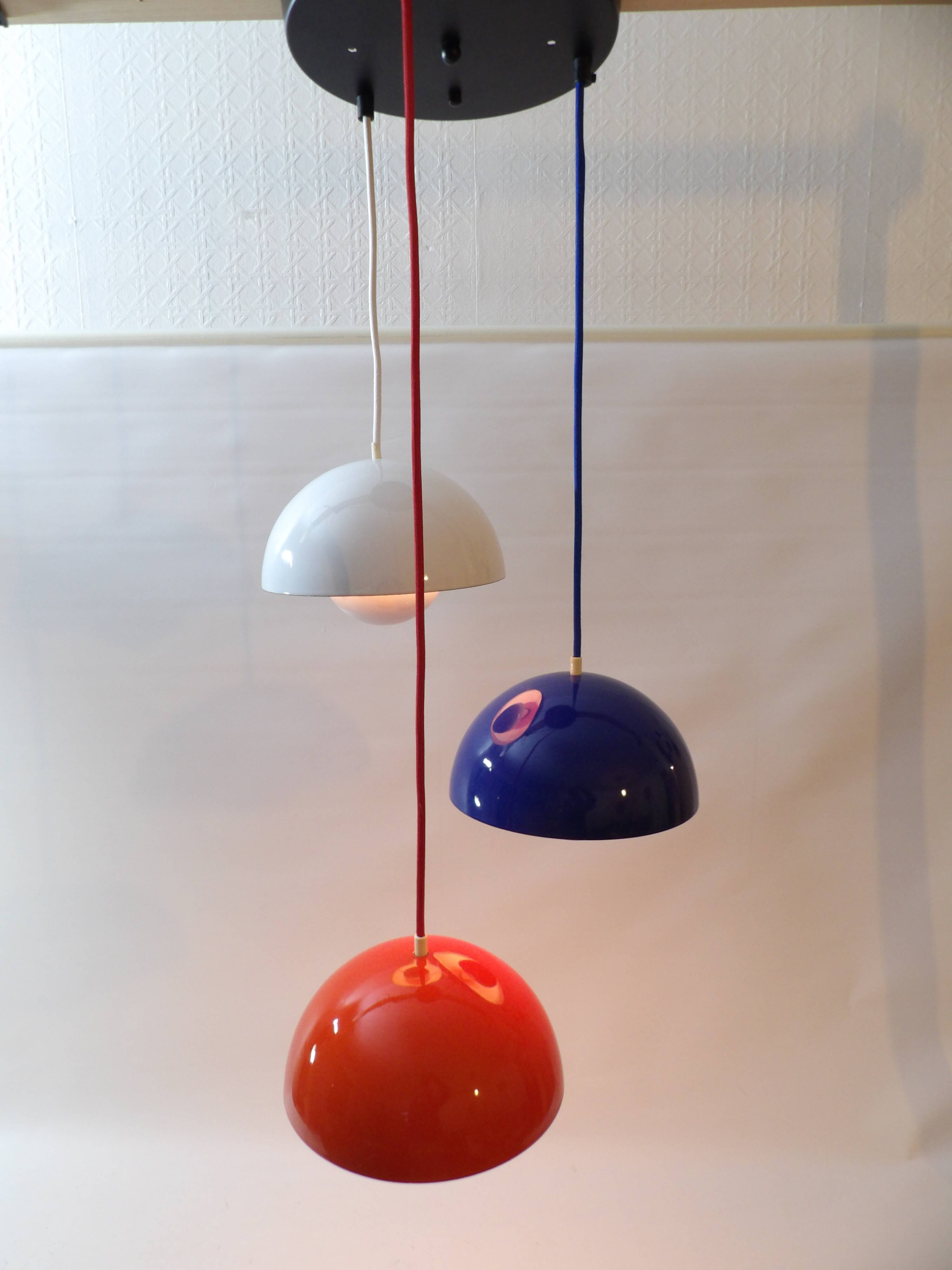 3 x Early Louis Poulsen Verner Panton VP1 flowerpot lamps Cluster of three