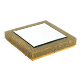 1960s brass wall backlit mirror, frame with glass beads by Palwa