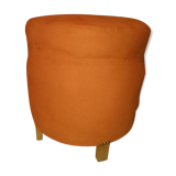 Pouf art deco in suede fabric color orange wooden legs