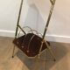 Mahogany and gold metal stool in faux-bamboo style.