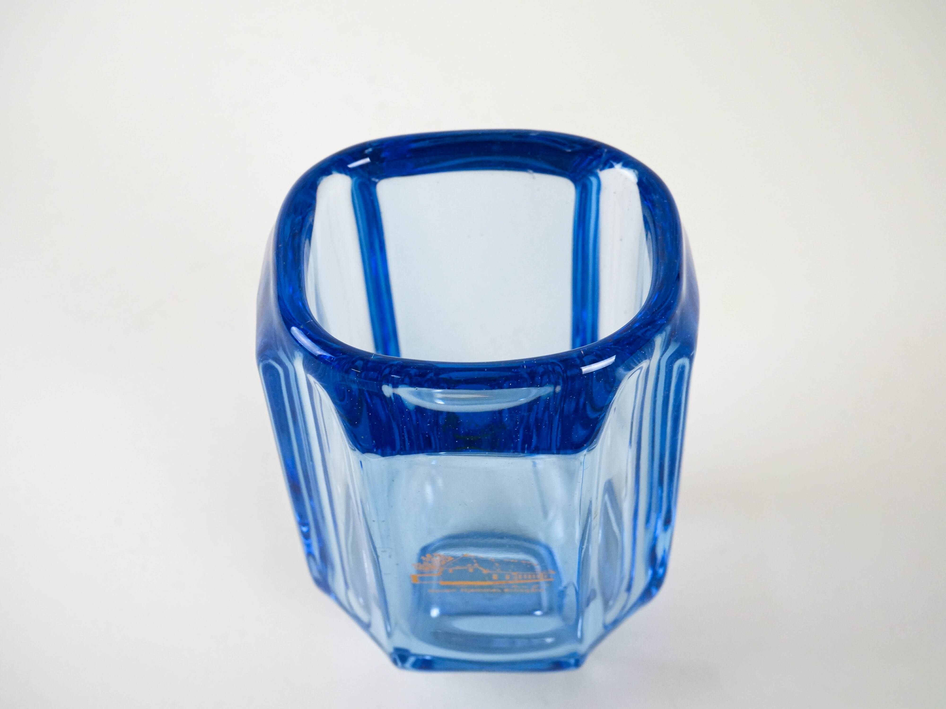 Blue glass vase, Danish design, 1960s, made in Denmark