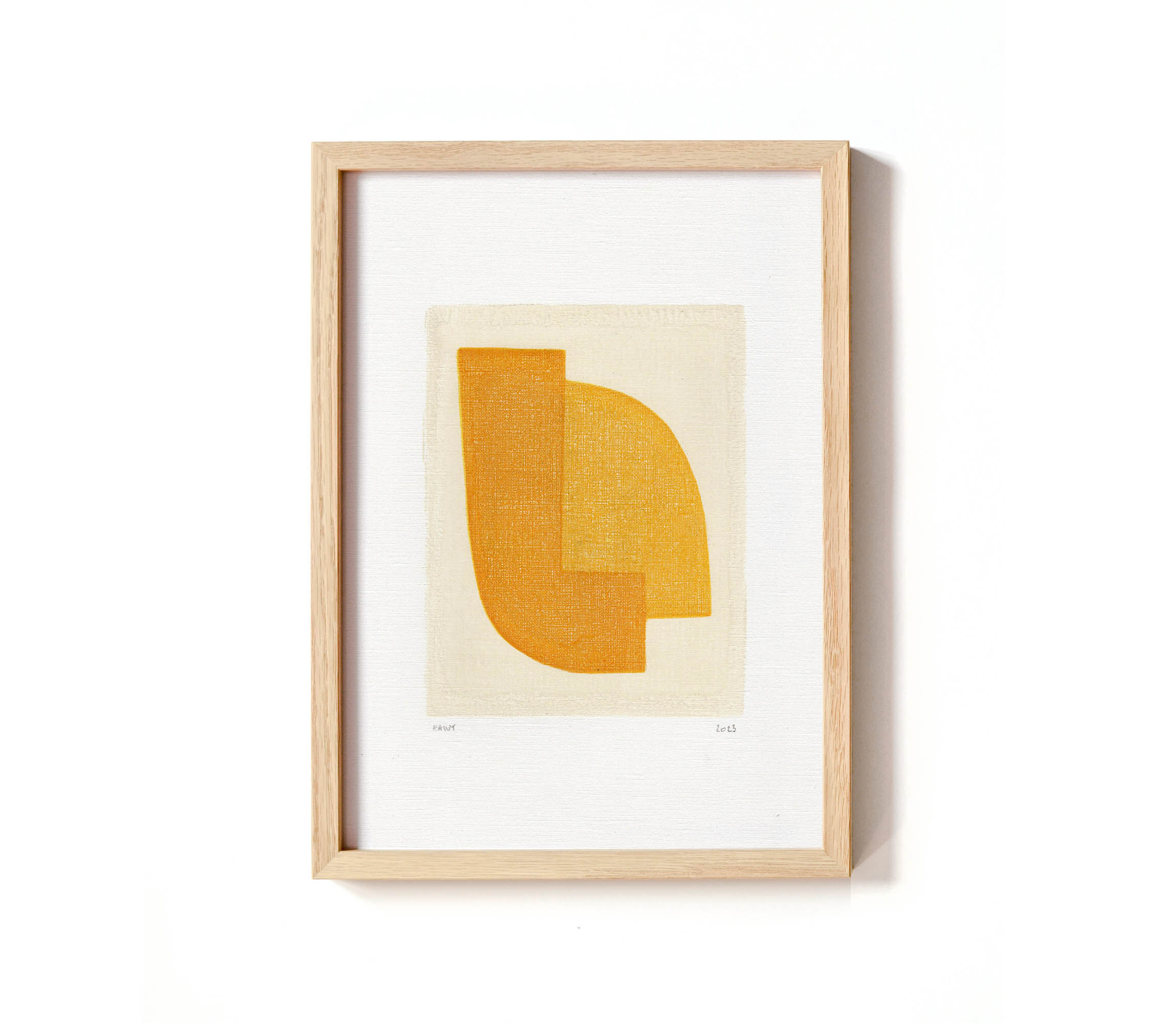 Series of 4 paintings on paper - yellow abstract compositions - signed Eawy