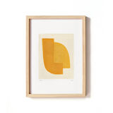 Series of 4 paintings on paper - yellow abstract compositions - signed Eawy