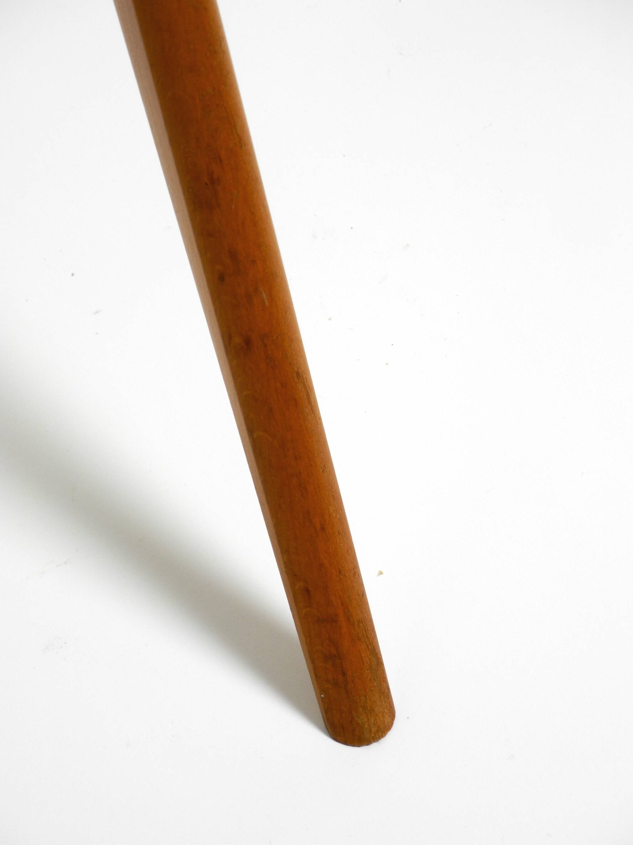 Mid Century Modern tripod walnut wood floor lamp with large fabric shade
