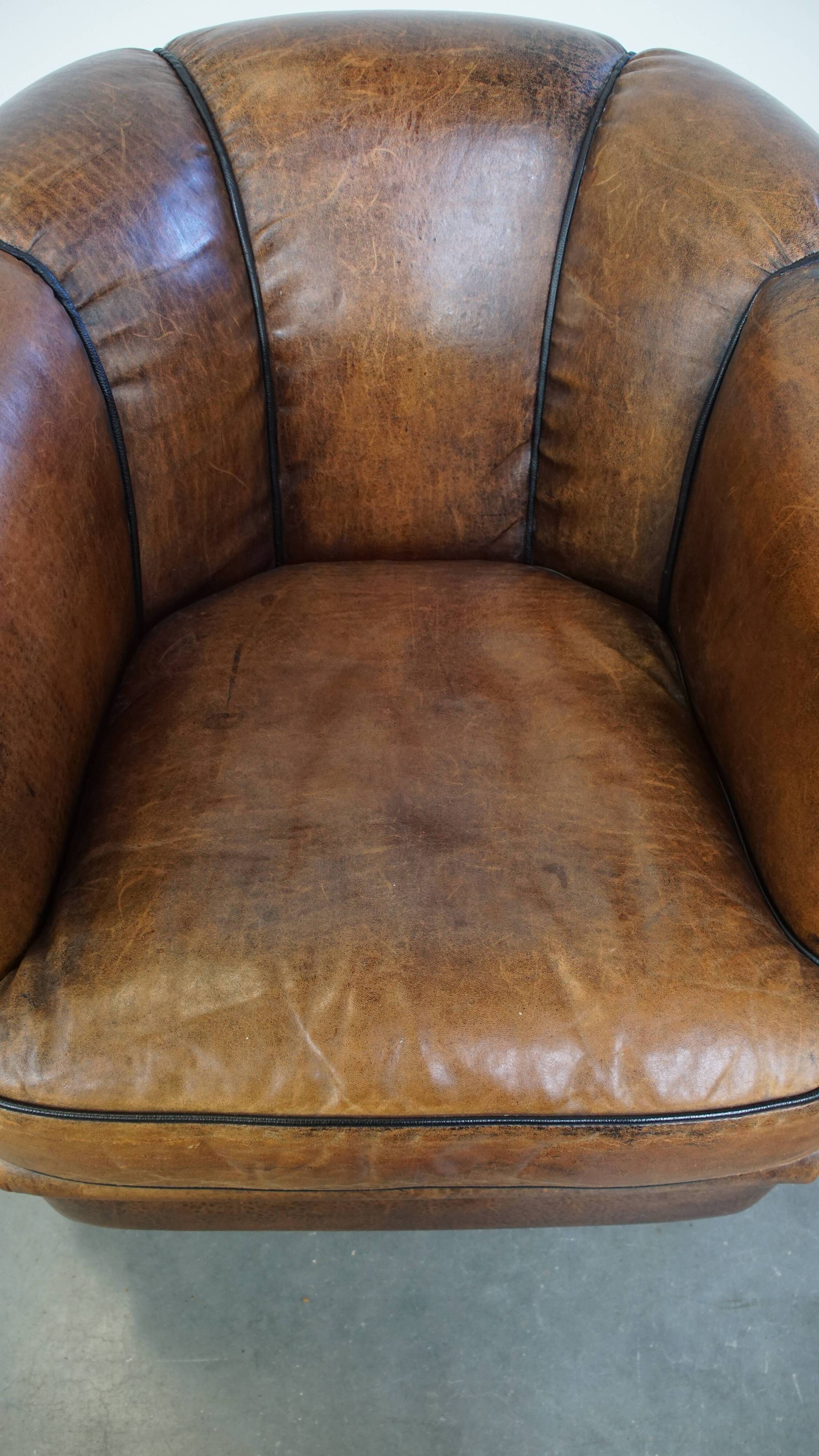 Vintage Sheepskin Leather Club Chair