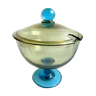 Confiturier George Sand avec couvercle, cristal ambre et bleu