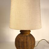 Rattan table lamp and fabric