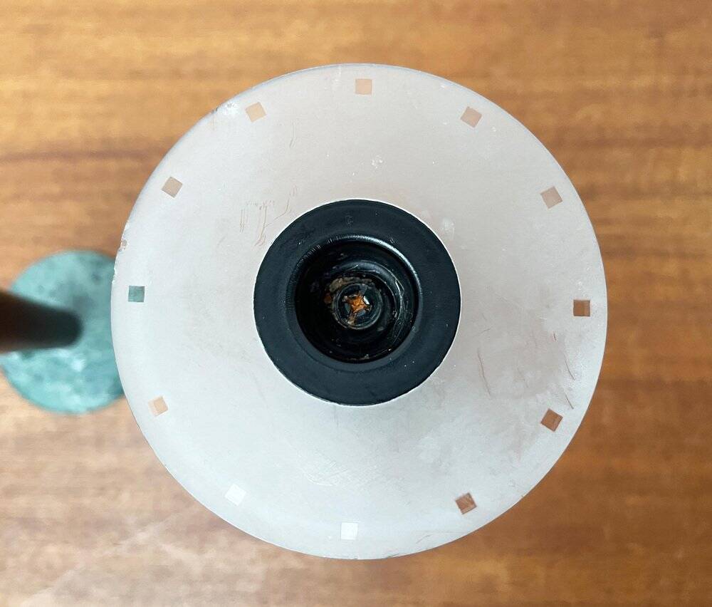 Vintage postmodern Italian wooden and stone candle holders, 1980s, set of 2.