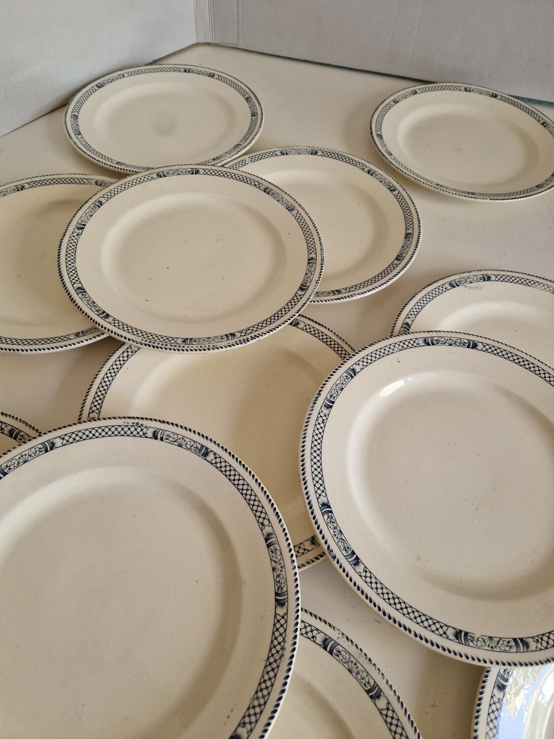 Lot de 12 assiettes plates terre de fer salins modèle Vauban