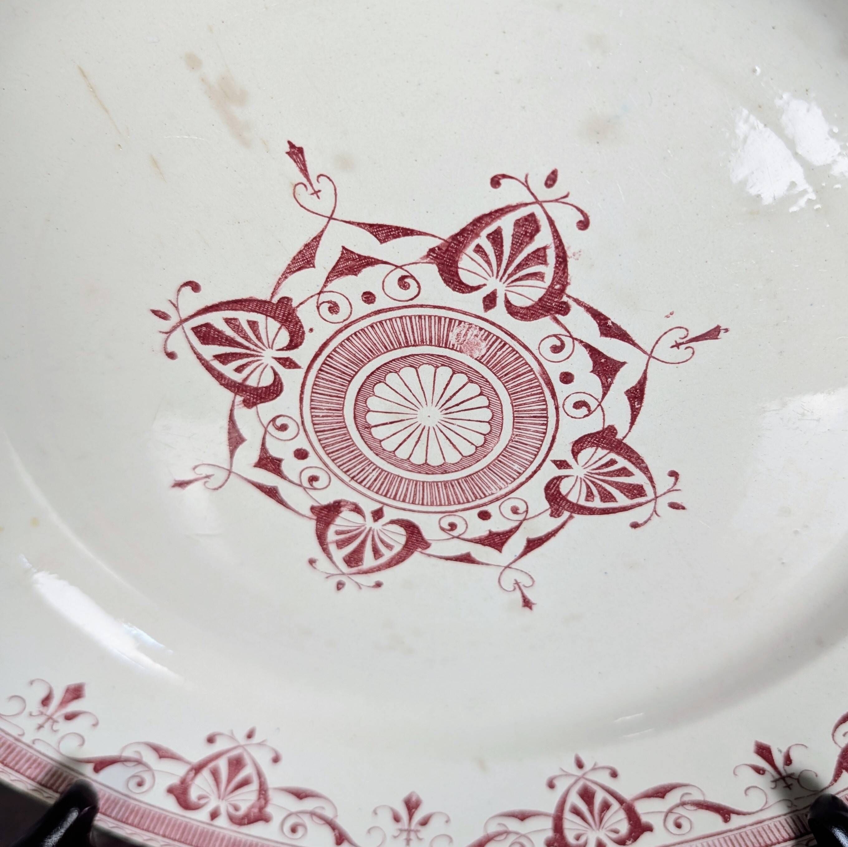 Old iron earth plate Creil and Montereau - Admiral decoration