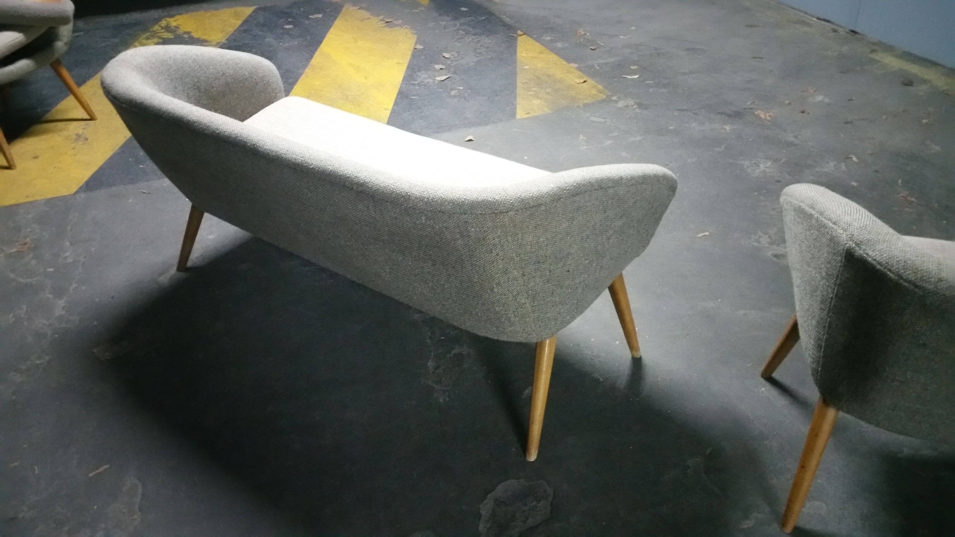 Sofa 3 Chair Danish cocktail of the 50s/60s gray / white