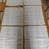 6 antique checkered napkins