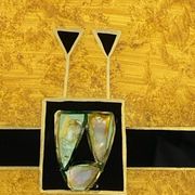 Plateau en marqueterie bois et nacre