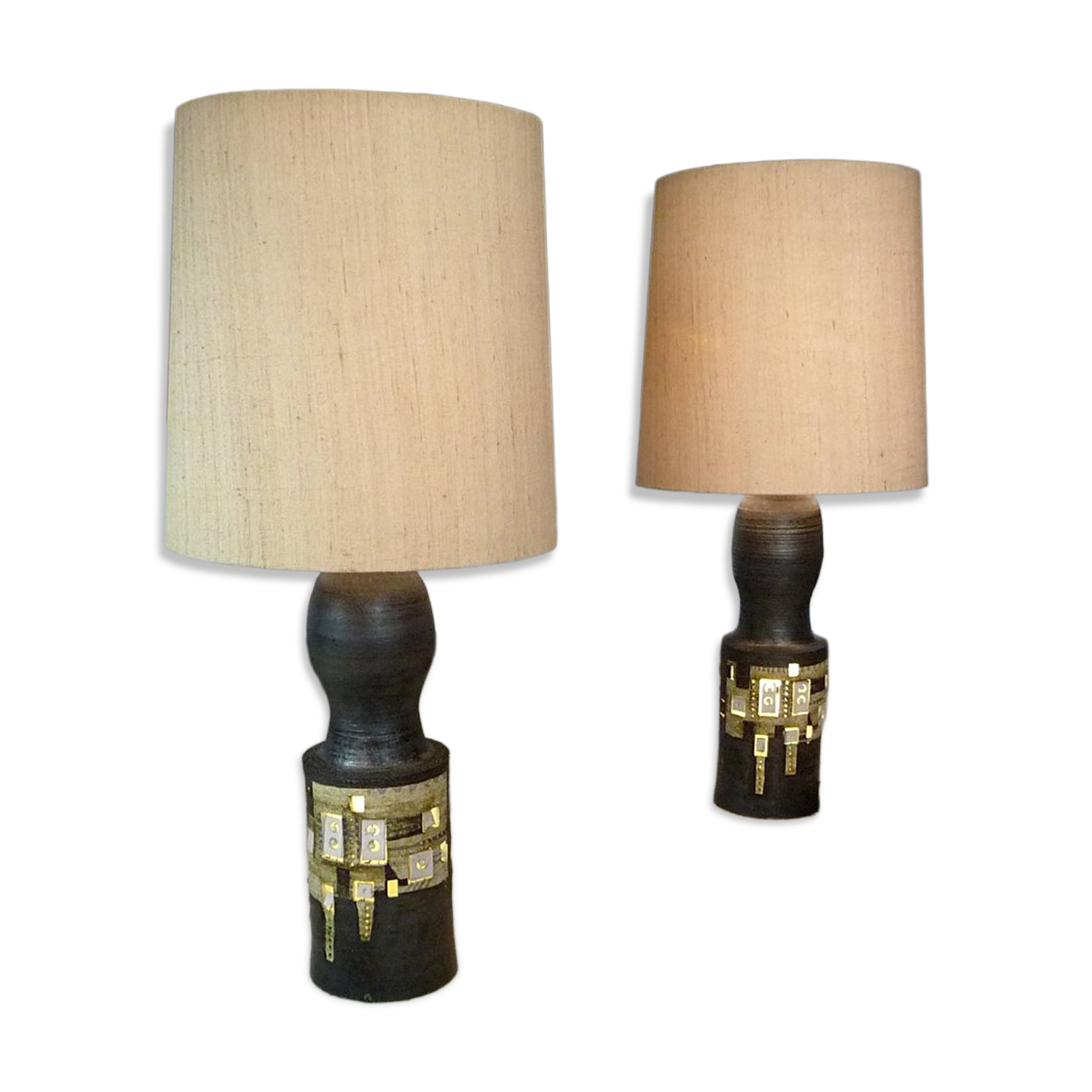Ceramic table lamps by Georges Pelletier for Accolay France 1960s, Set of 2
