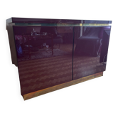 Small 2-door sideboard Jean Claude Mahey lacquered Bordeaux signed design 1970 vintage
