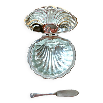 Chrome shell butter dish from the 70s