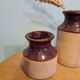 Duo vases anciens grès vernissé vintage mid century