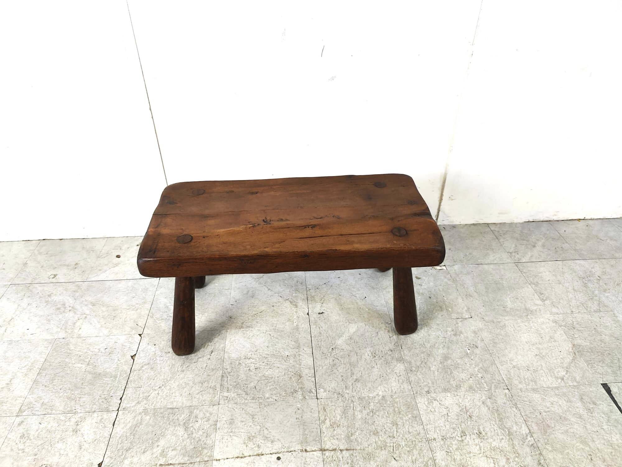 Solid wooden brutalist coffee table, 1960s