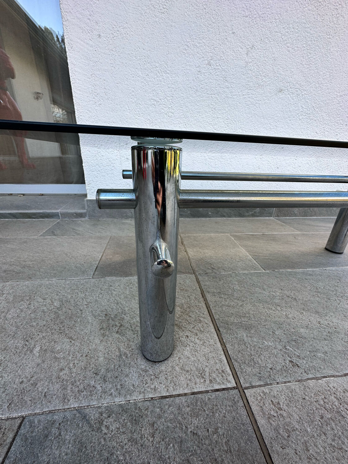 Metal and glass coffee table 70s