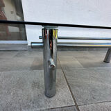 Metal and glass coffee table 70s