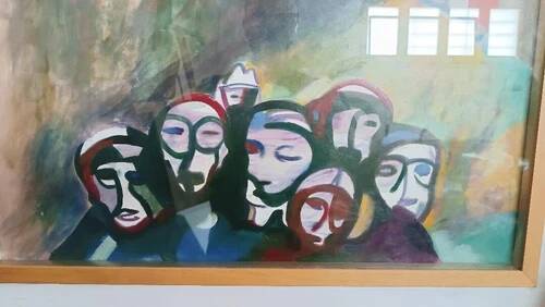 Oil on Canvas Abstract Painting Eros Bortolotti "The Leonka Returns to May"