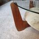 Table basse bois marbre et verre par Hugues Poignant