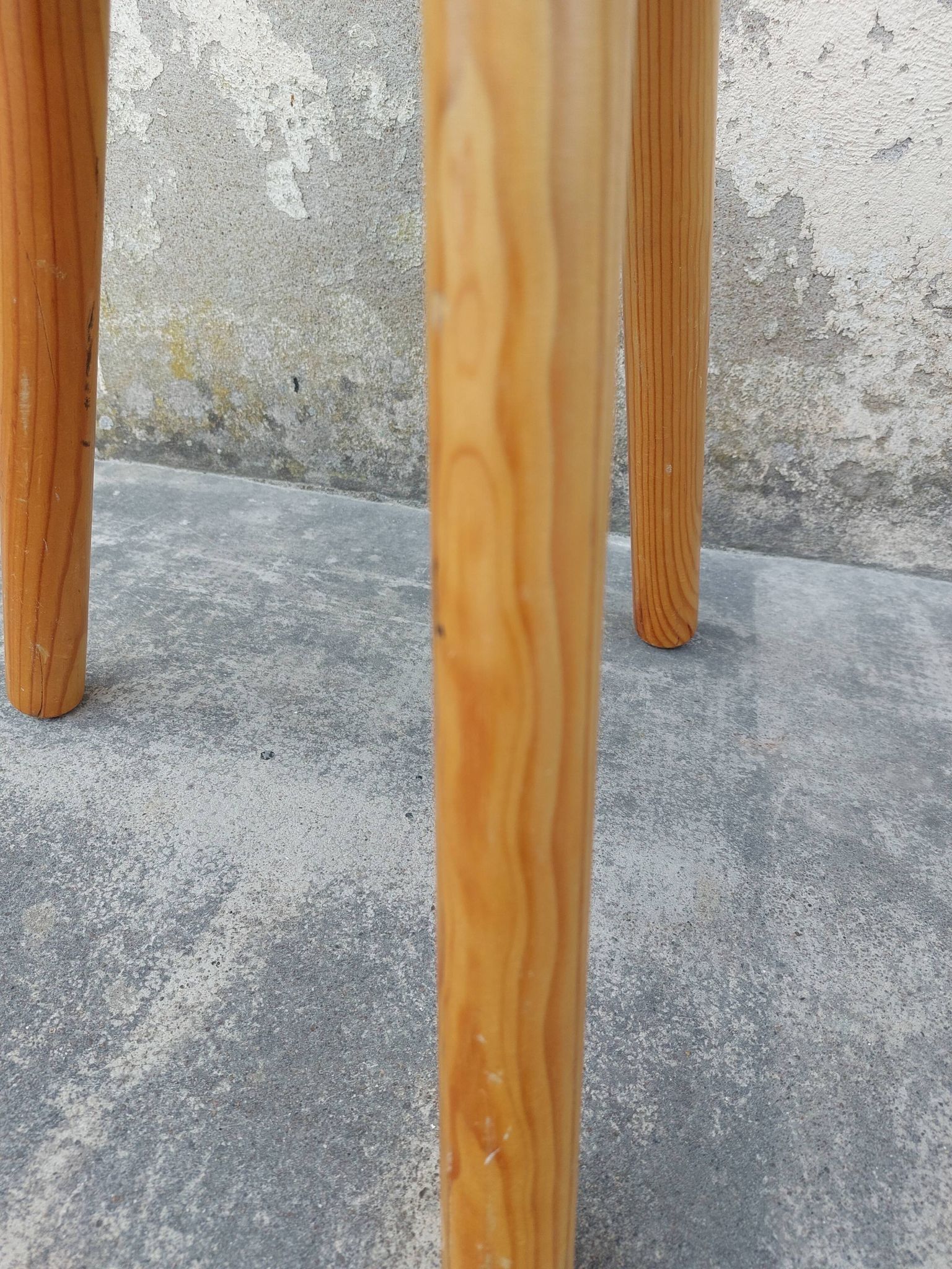 Pair of vintage pine tripod stools