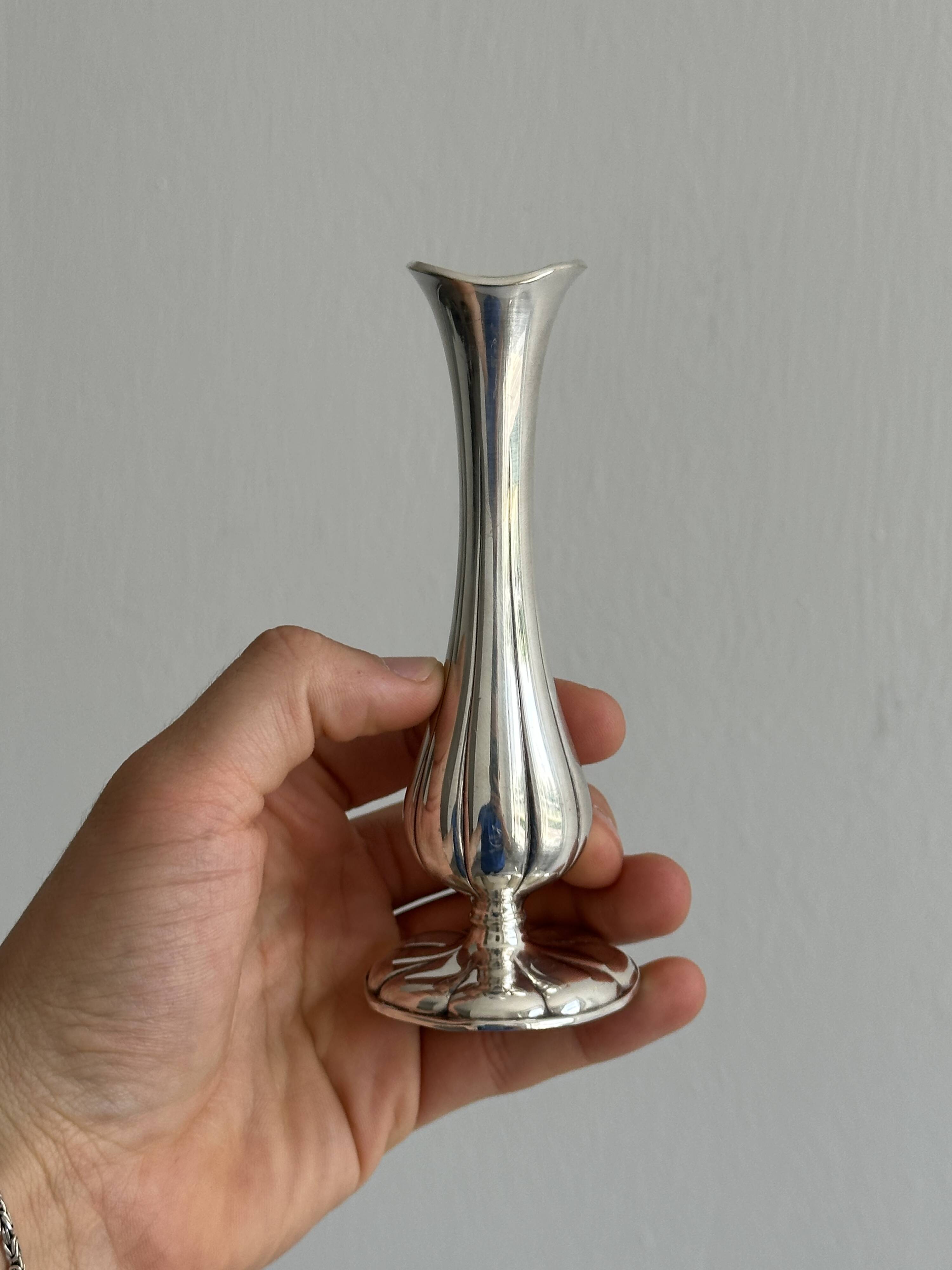 small antique silver-plated metal soliflore