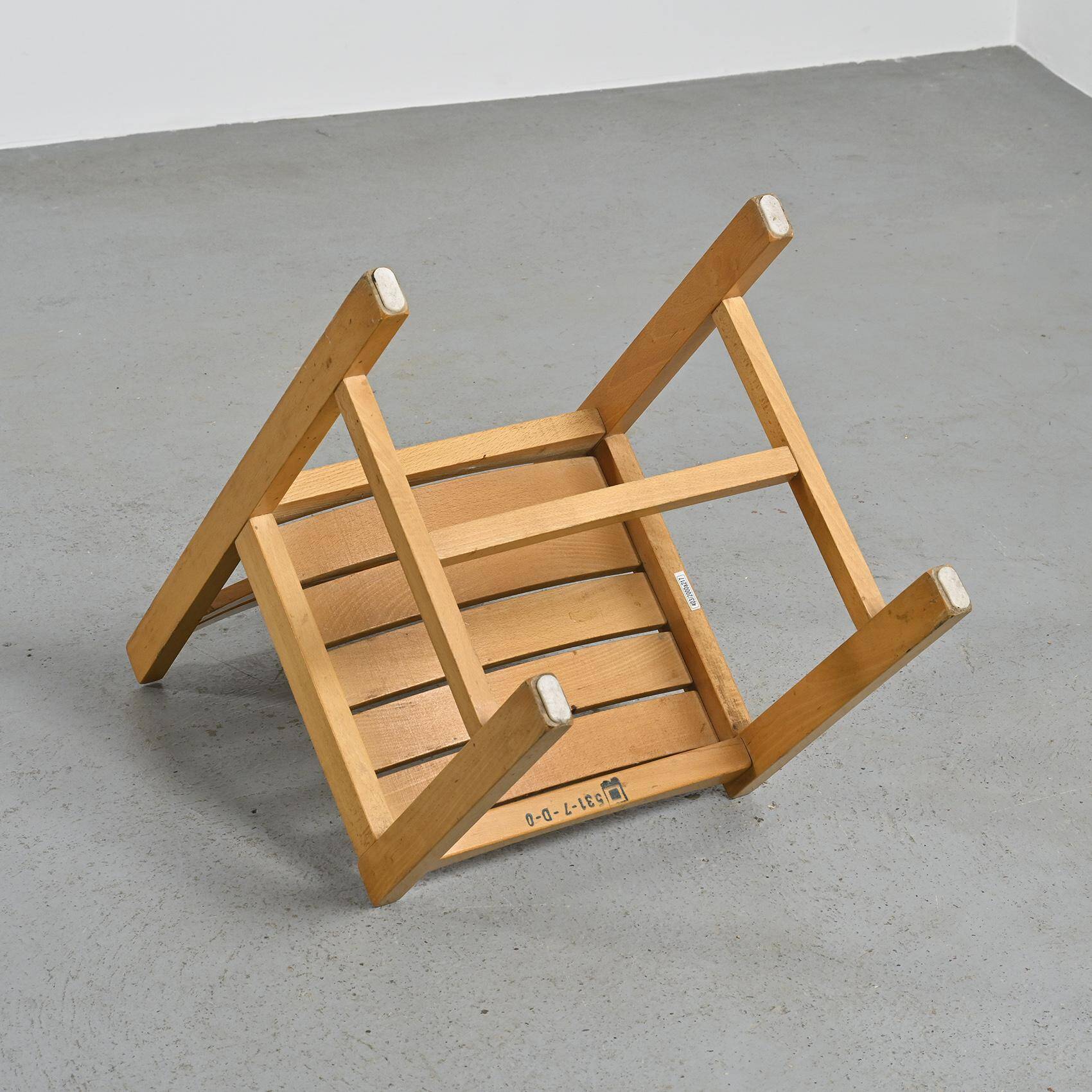 André Sornay, set of six beechwood chairs, France 1960