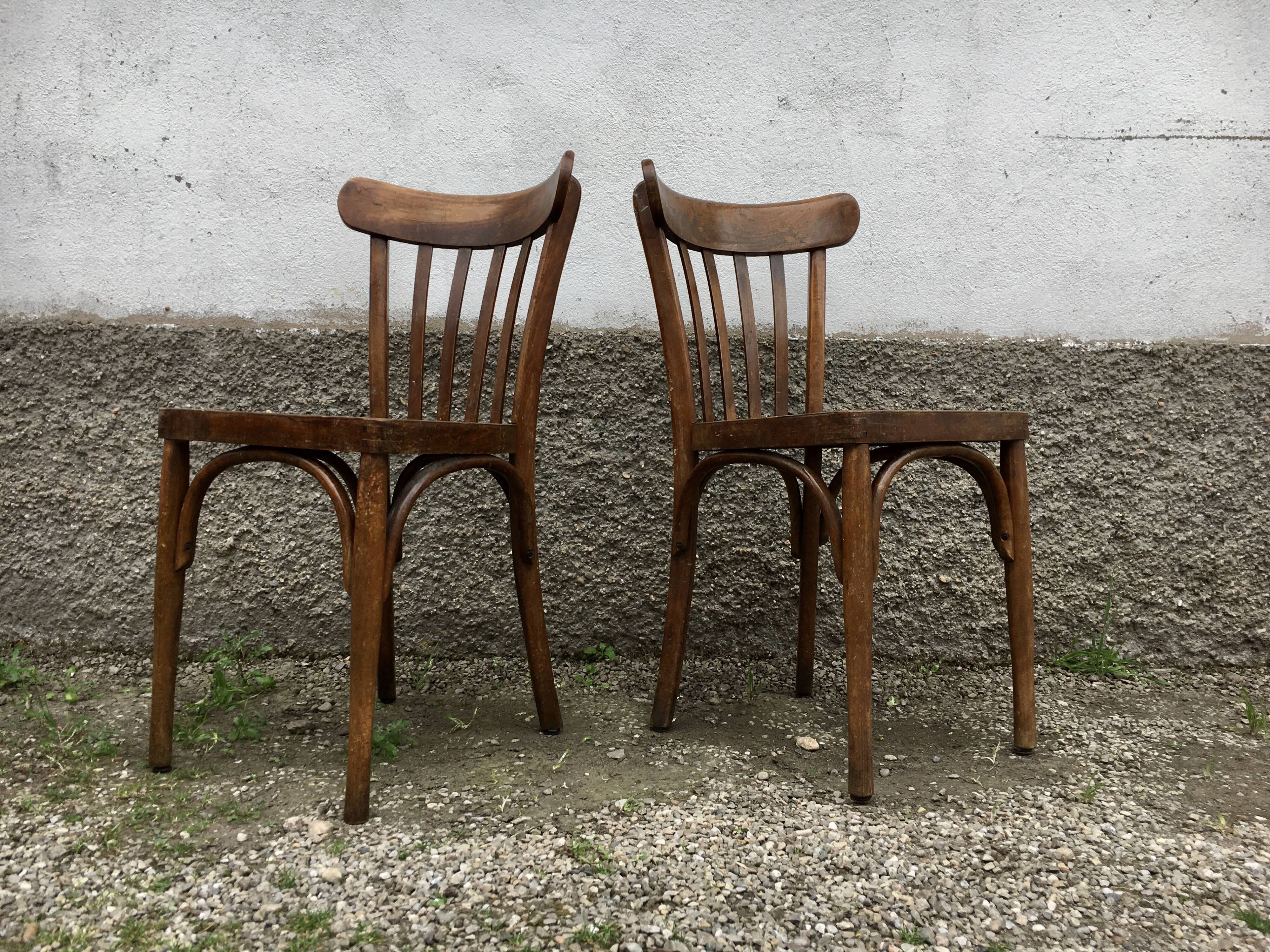 Pair of vintage bentwood bistro chairs