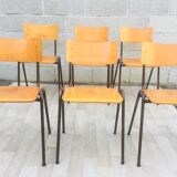 Set of 6 retro chairs in Vervoort wood