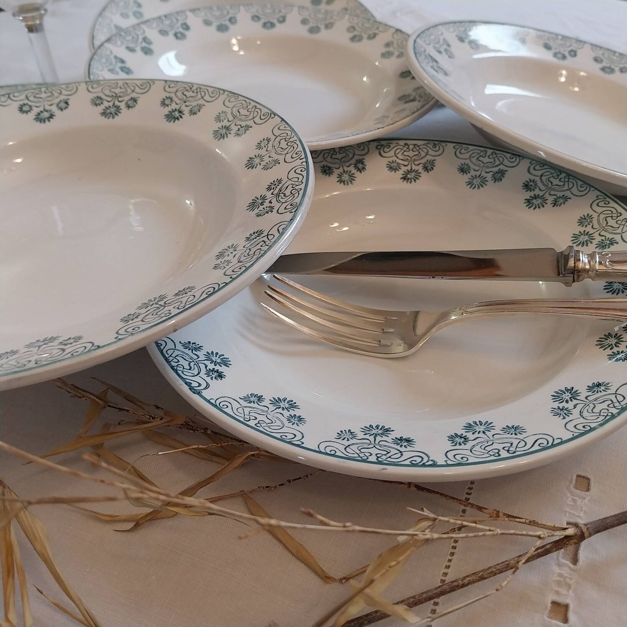 Deep plates made of ironstone from Digoin Sarreguemines.