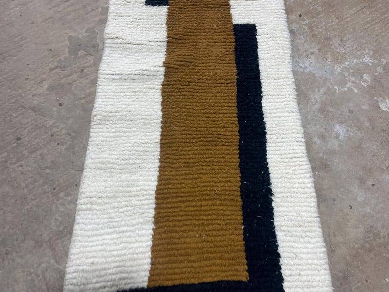 Handmade pure wool runner rug, size 75/300 cm.