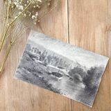Old charcoal drawing painting