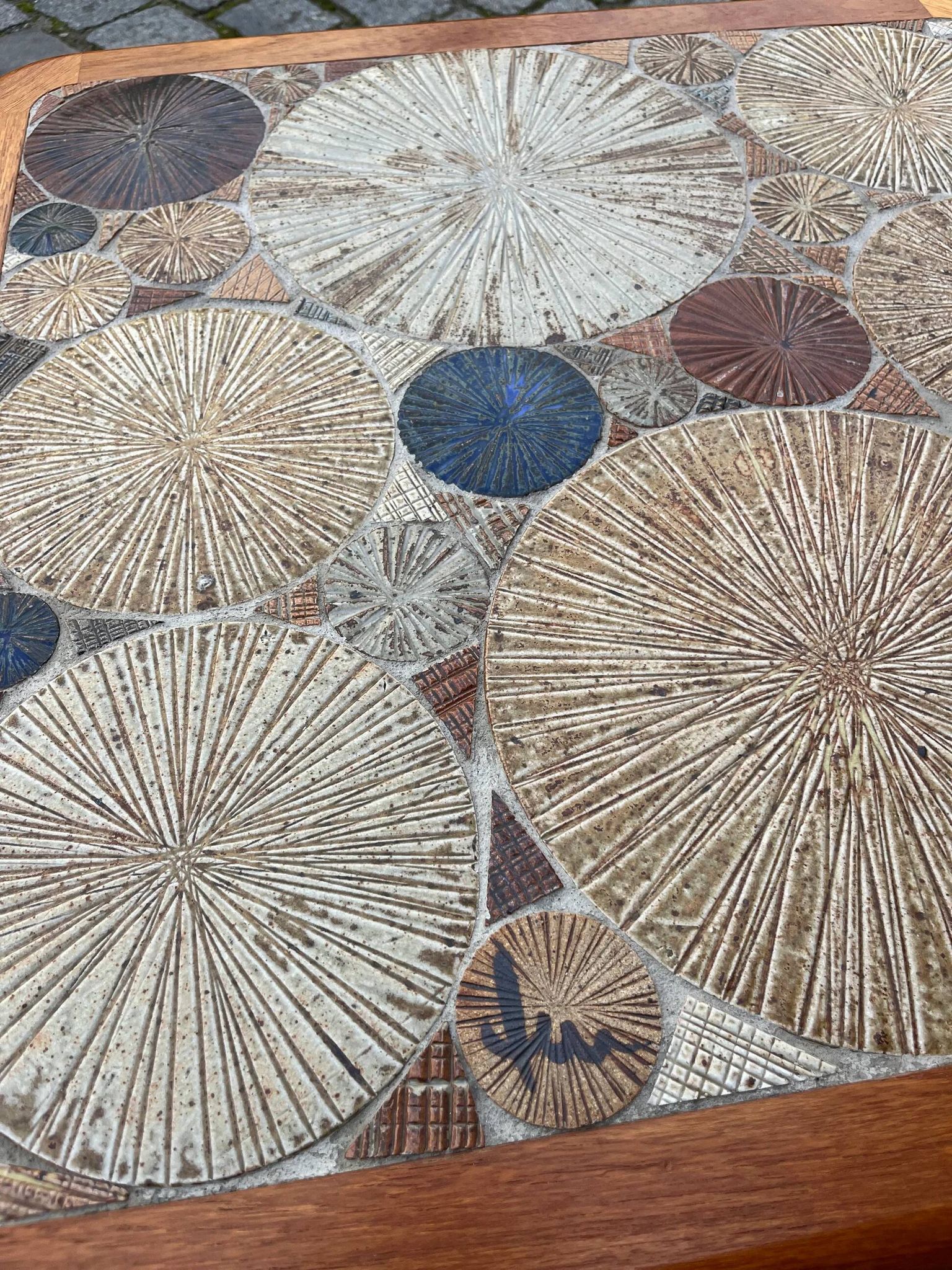 Coffee table teak tiles by Tue Poulsen for Haslev