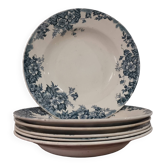 6 assiettes creuses faïence terre de fer Moulin des Loups et Hamages