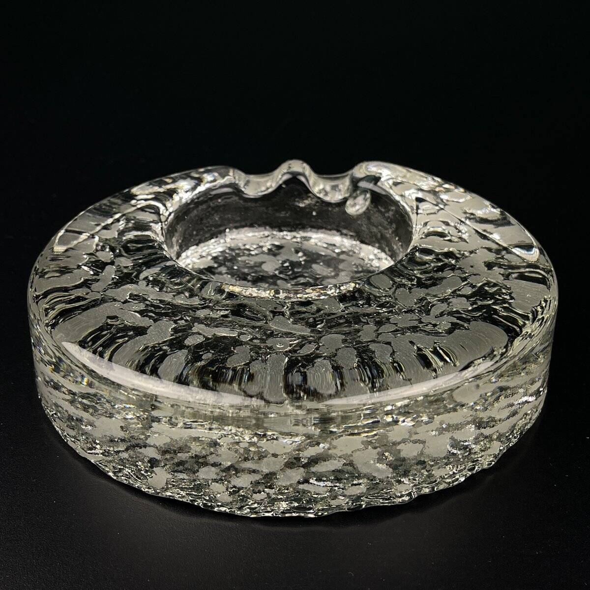 Vintage frosted glass ashtray by Kosta Boda, Sweden, 1970s.