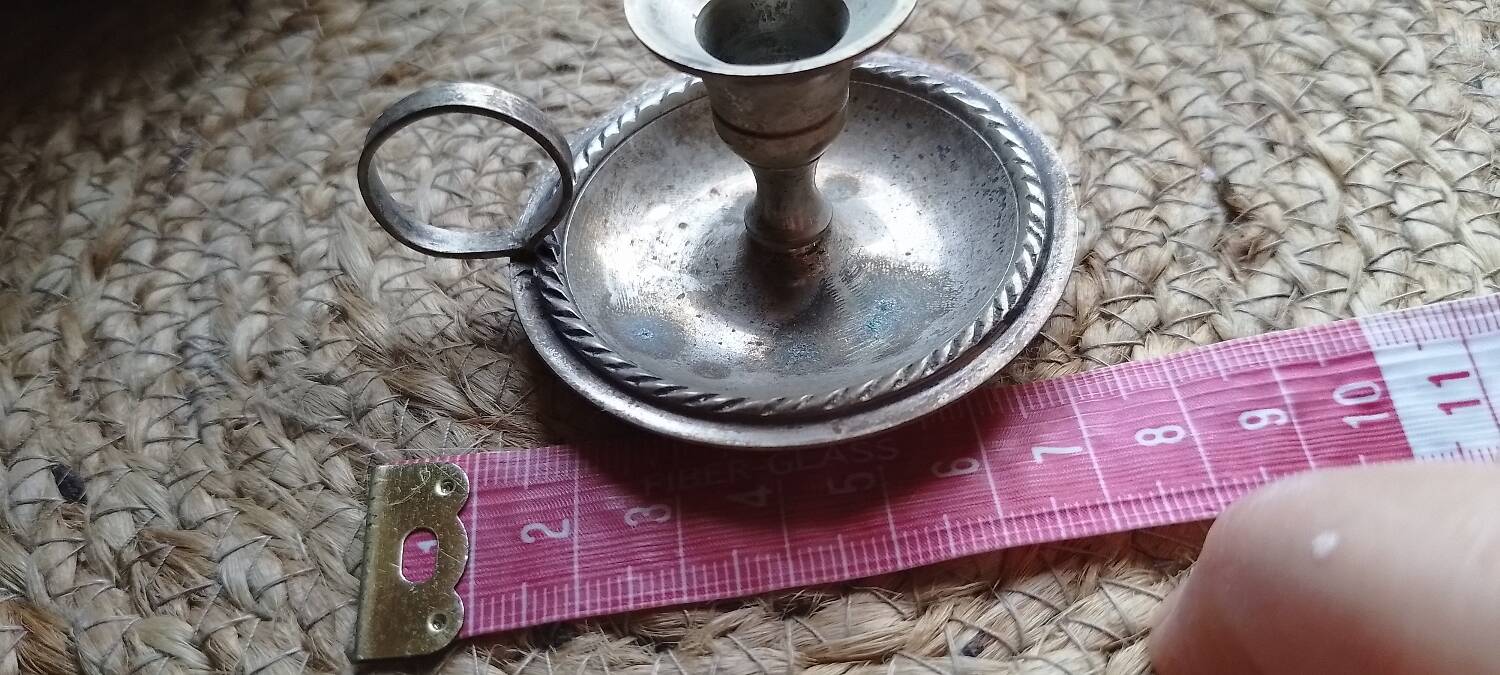 Mini silver metal candle holder