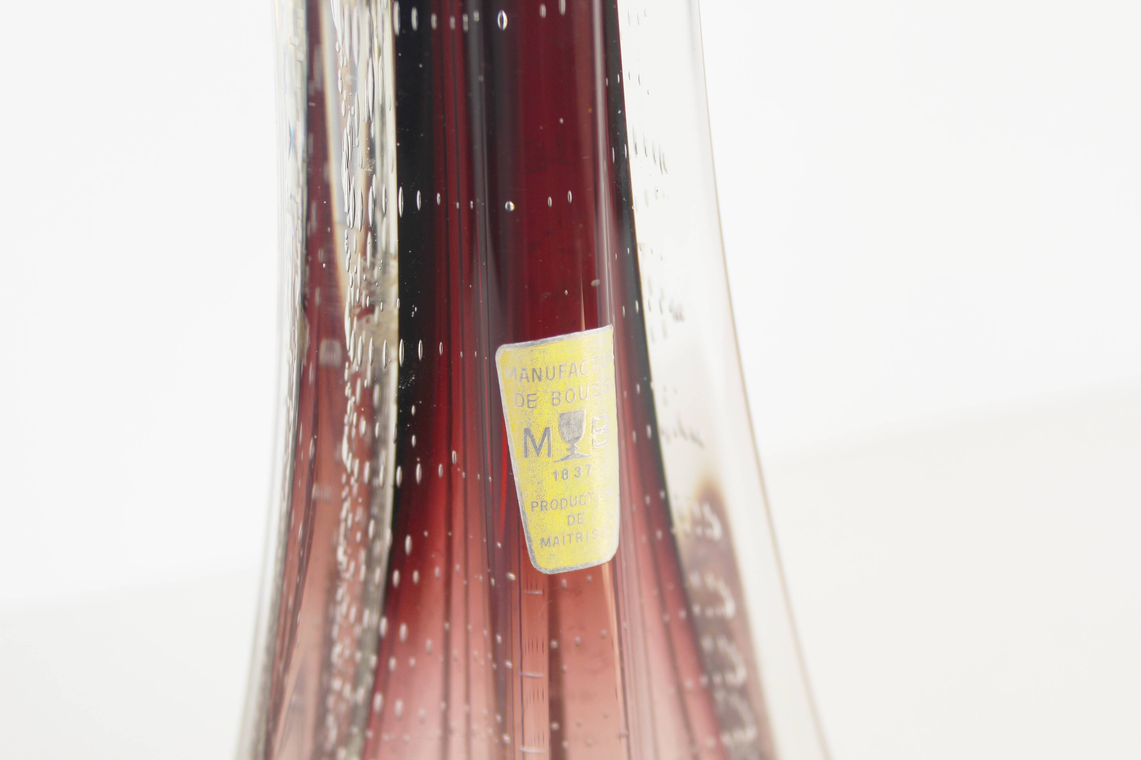 Vintage French crystal glass table lamp in the style of Val Saint Lambert