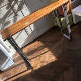 Console in solid acacia and steel legs