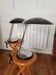 Pair of aluminium saucer lamps