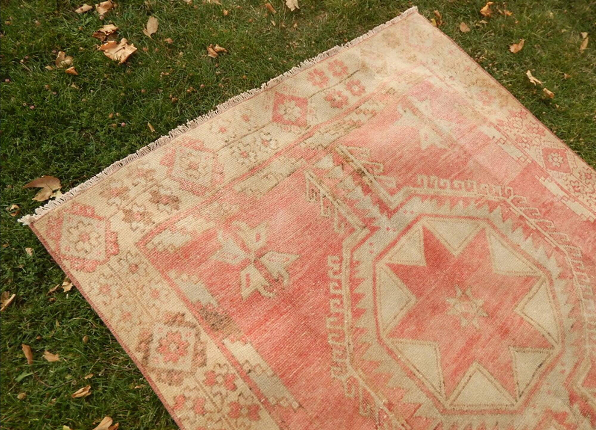 Vintage Turkish hallway rug 137x385 cm