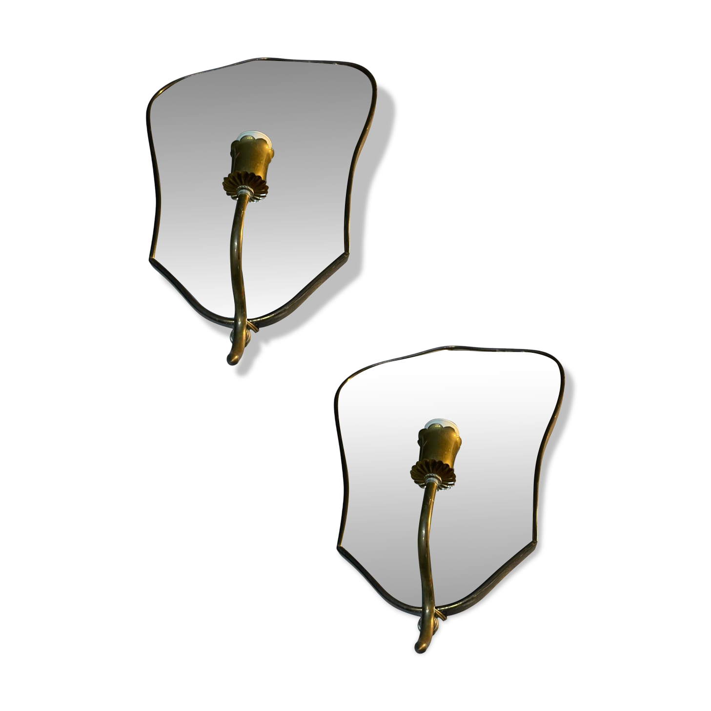 Art Deco Brass Mirrored Sconces Set of 2 1950’s