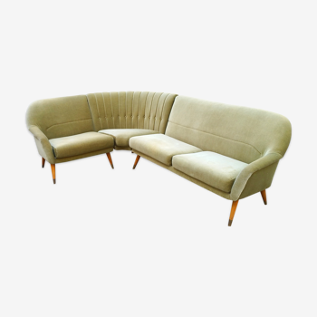 Danish Scandinavian modular corner sofa of years soft 50 green glossy